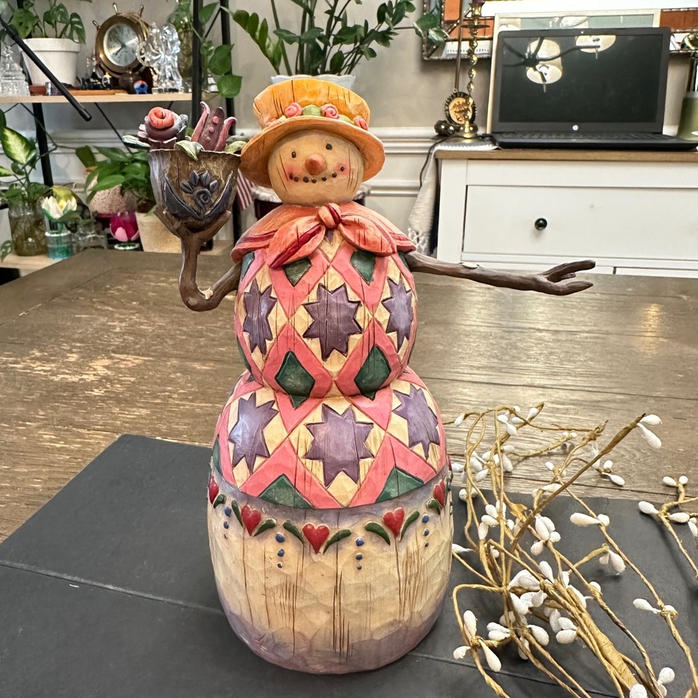 2003 Jim Shore Heartwood Creek "Winter's Treasure" Snowman Figurine - SIGNED!
